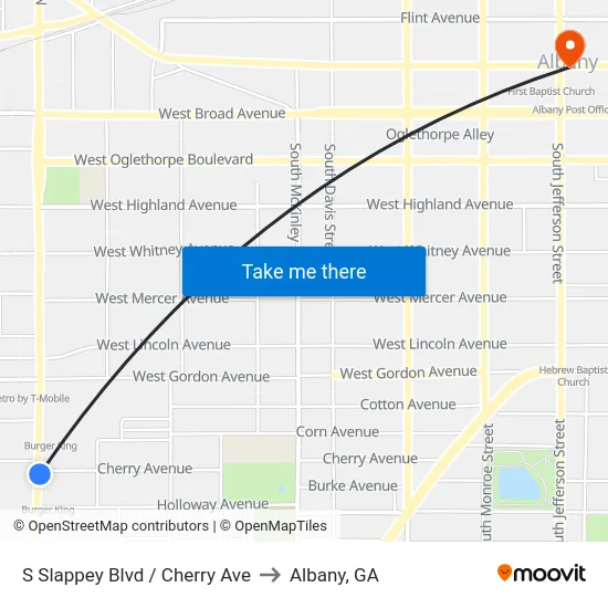 S Slappey Blvd / Cherry Ave to Albany, GA map