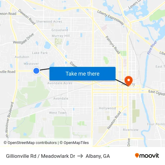 Gillionville Rd / Meadowlark Dr to Albany, GA map