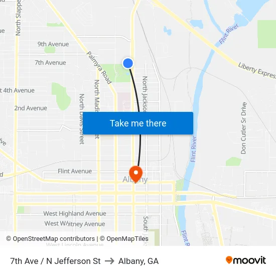 7th Ave / N Jefferson St to Albany, GA map