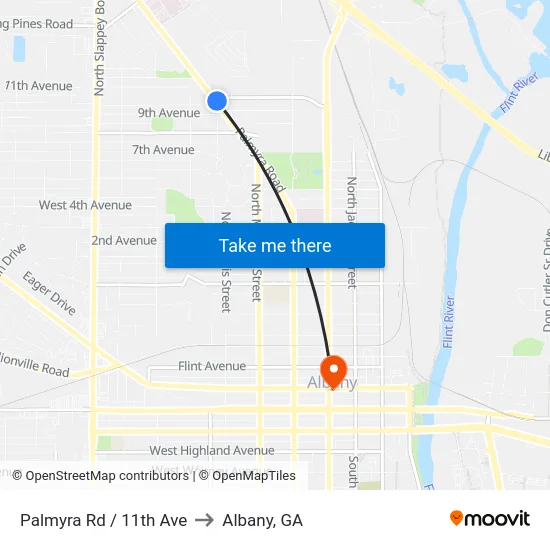 Palmyra Rd / 11th Ave to Albany, GA map