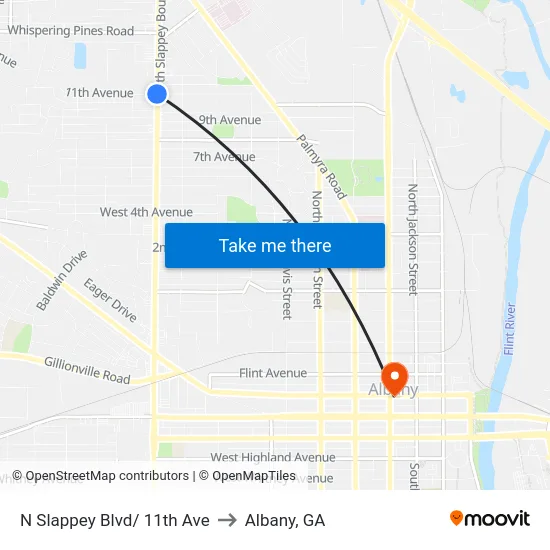 N Slappey Blvd/ 11th Ave to Albany, GA map