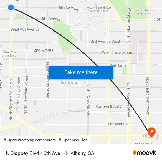 N Slappey Blvd / 6th Ave to Albany, GA map