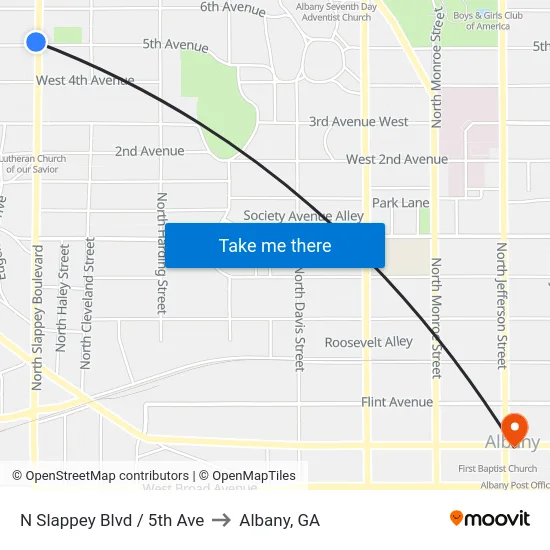 N Slappey Blvd / 5th Ave to Albany, GA map