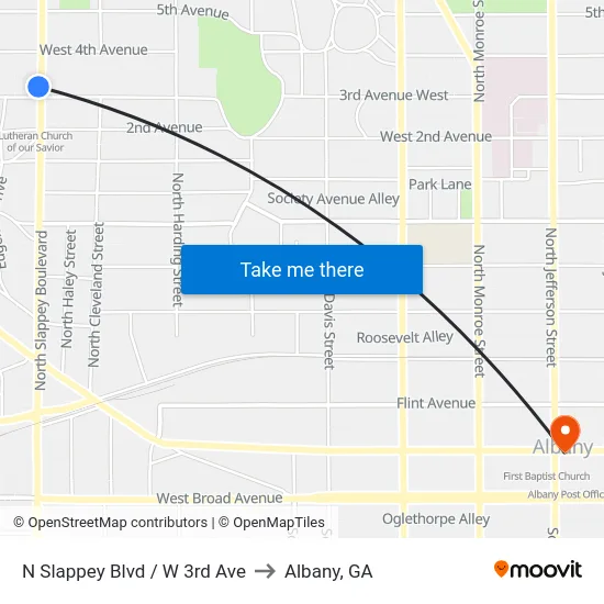 N Slappey Blvd / W 3rd Ave to Albany, GA map