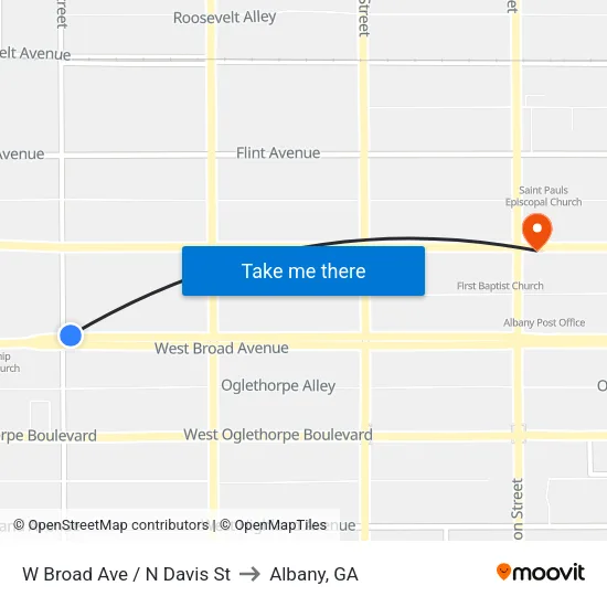W Broad Ave / N Davis St to Albany, GA map