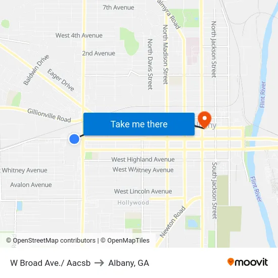 W Broad Ave./ Aacsb to Albany, GA map