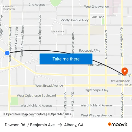 Dawson Rd. / Benjamin Ave. to Albany, GA map