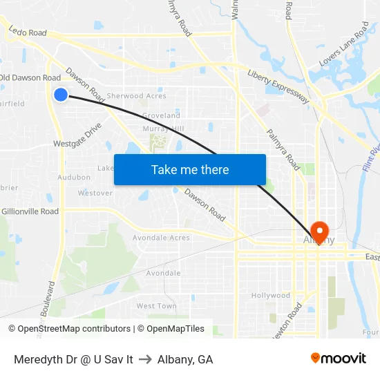 Meredyth Dr @ U Sav It to Albany, GA map