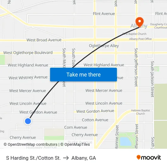 S Harding St./Cotton St. to Albany, GA map