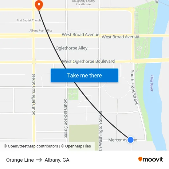 Orange Line to Albany, GA map