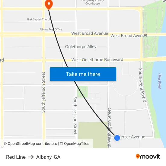 Red Line to Albany, GA map