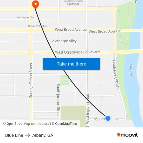 Blue Line to Albany, GA map