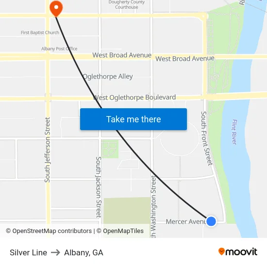 Silver Line to Albany, GA map