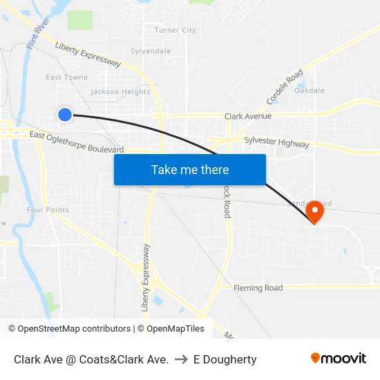 Clark Ave @ Coats&Clark Ave. to E Dougherty map