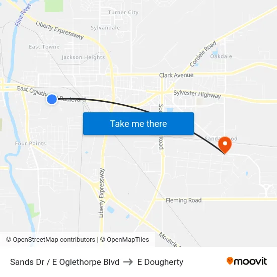 Sands Dr / E Oglethorpe Blvd to E Dougherty map
