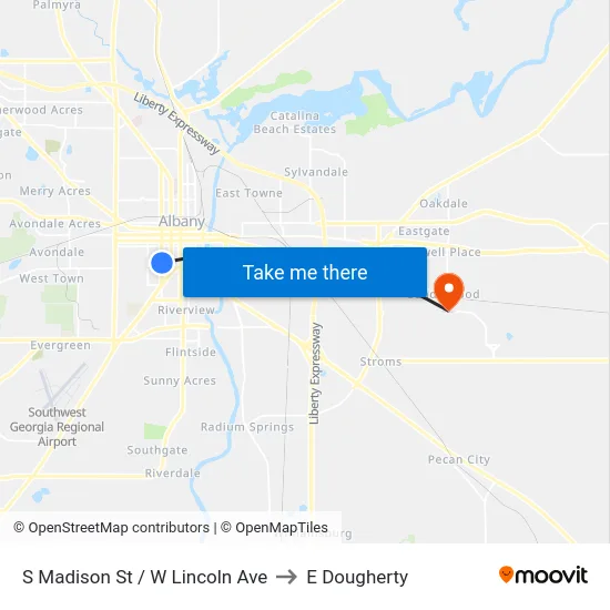 S Madison St / W Lincoln Ave to E Dougherty map