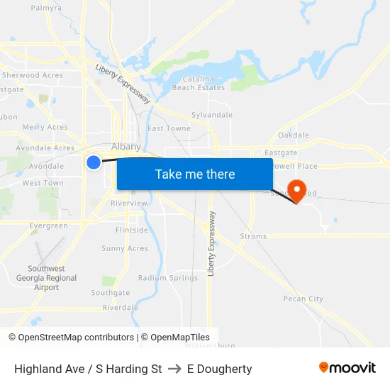 Highland Ave / S Harding St to E Dougherty map