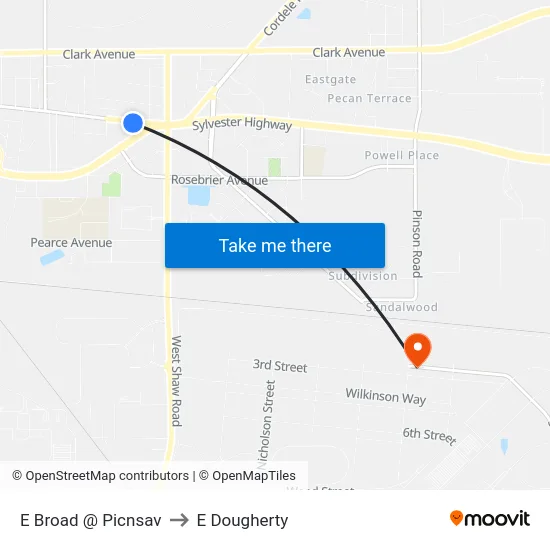 E Broad @ Picnsav to E Dougherty map