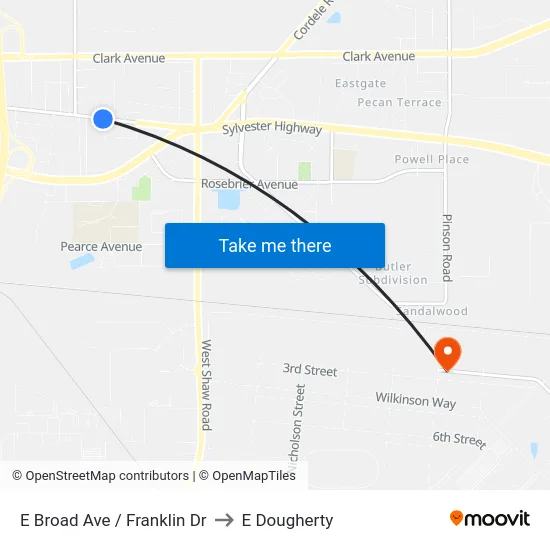 E Broad Ave / Franklin Dr to E Dougherty map