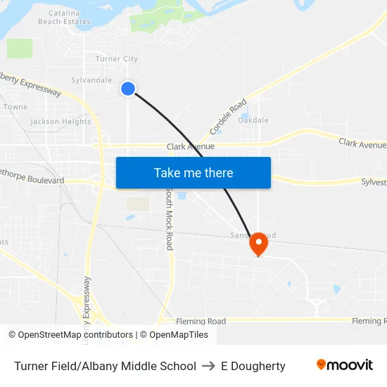Turner Field/Albany Middle School to E Dougherty map