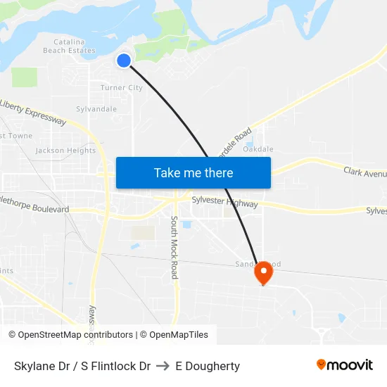 Skylane Dr / S Flintlock Dr to E Dougherty map