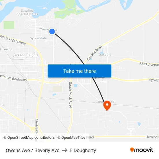 Owens Ave / Beverly Ave to E Dougherty map