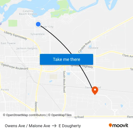 Owens Ave / Malone Ave to E Dougherty map