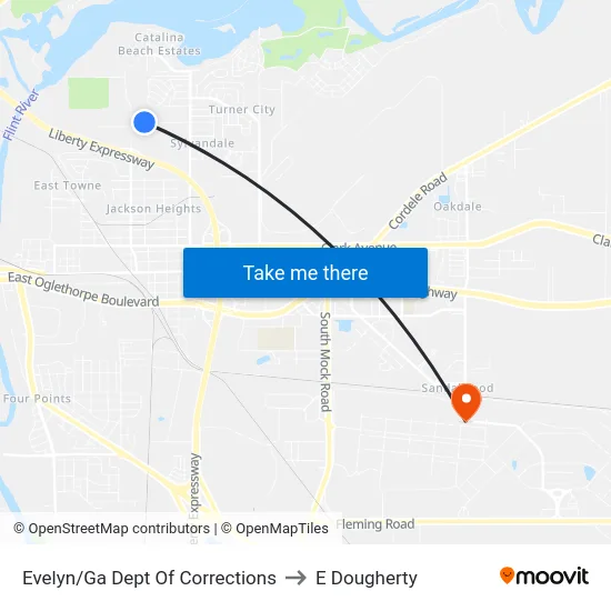 Evelyn/Ga Dept Of Corrections to E Dougherty map