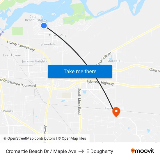 Cromartie Beach Dr / Maple Ave to E Dougherty map