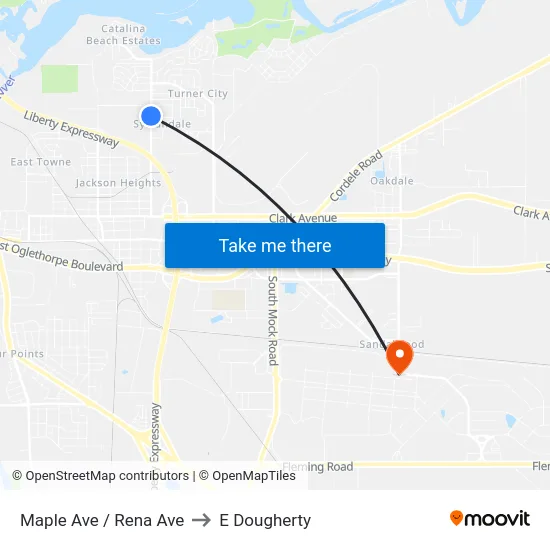 Maple Ave / Rena Ave to E Dougherty map