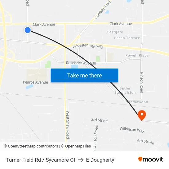 Turner Field Rd / Sycamore Ct to E Dougherty map