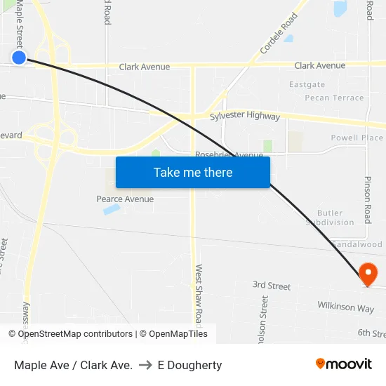 Maple Ave / Clark Ave. to E Dougherty map