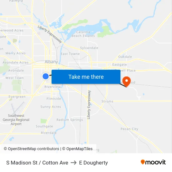 S Madison St / Cotton Ave to E Dougherty map