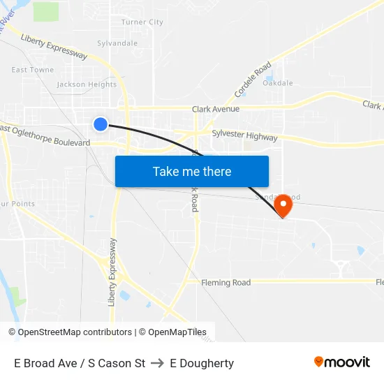 E Broad Ave / S Cason St to E Dougherty map