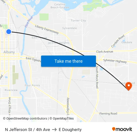 N Jefferson St / 4th Ave to E Dougherty map