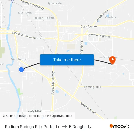 Radium Springs Rd / Porter Ln to E Dougherty map