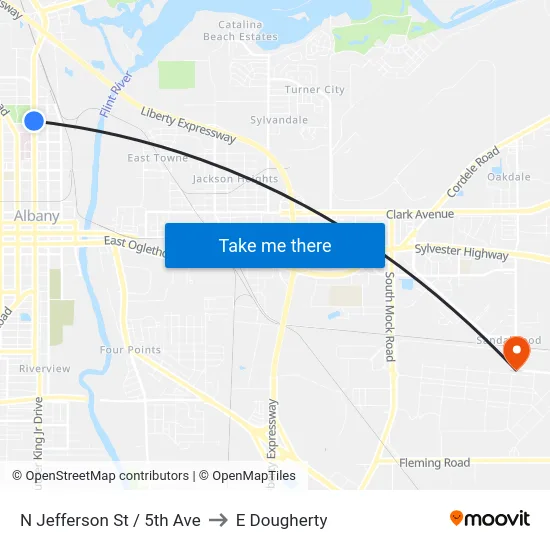 N Jefferson St / 5th Ave to E Dougherty map