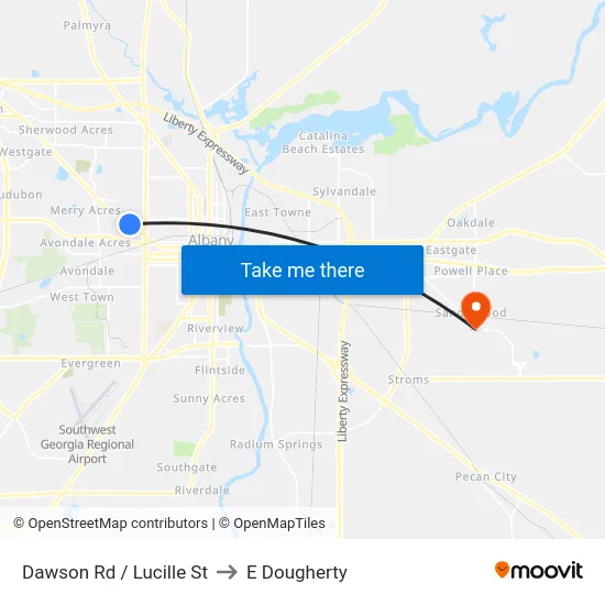 Dawson Rd / Lucille St to E Dougherty map