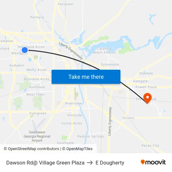 Dawson Rd@ Village Green Plaza to E Dougherty map