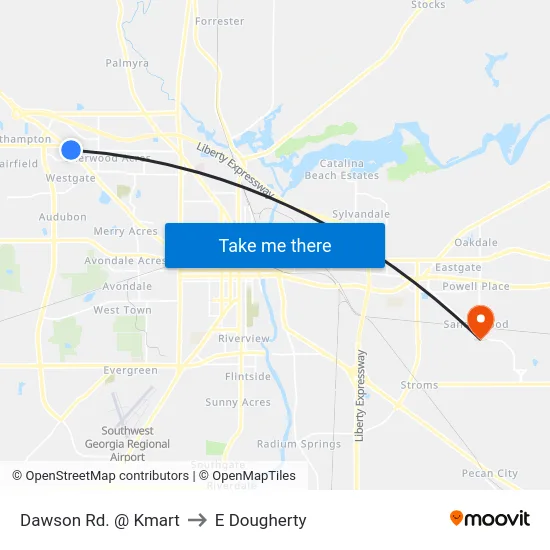 Dawson Rd. @ Kmart to E Dougherty map