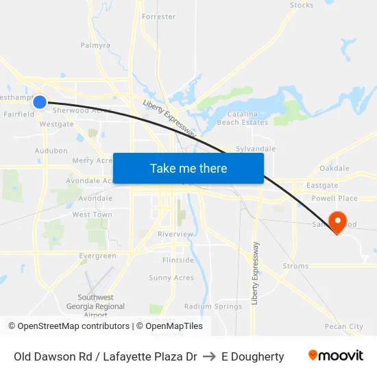 Old Dawson Rd / Lafayette Plaza Dr to E Dougherty map