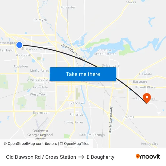 Old Dawson Rd / Cross Station to E Dougherty map