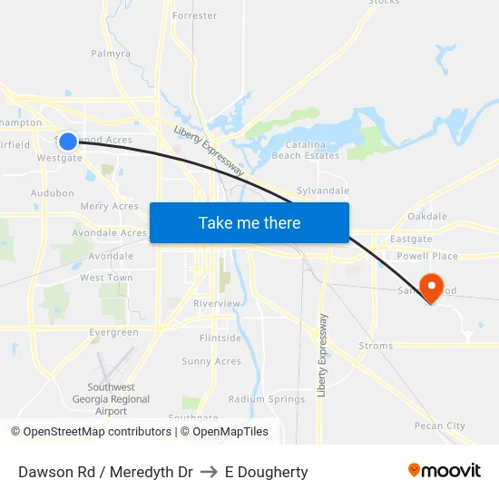 Dawson Rd / Meredyth Dr to E Dougherty map