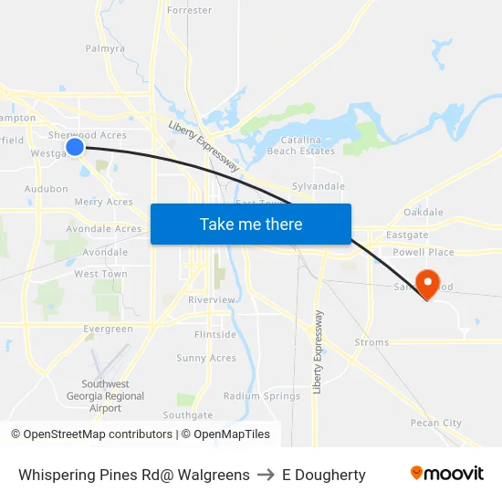 Whispering Pines Rd@ Walgreens to E Dougherty map