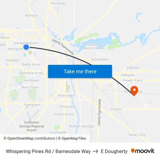 Whispering Pines Rd / Barnesdale Way to E Dougherty map