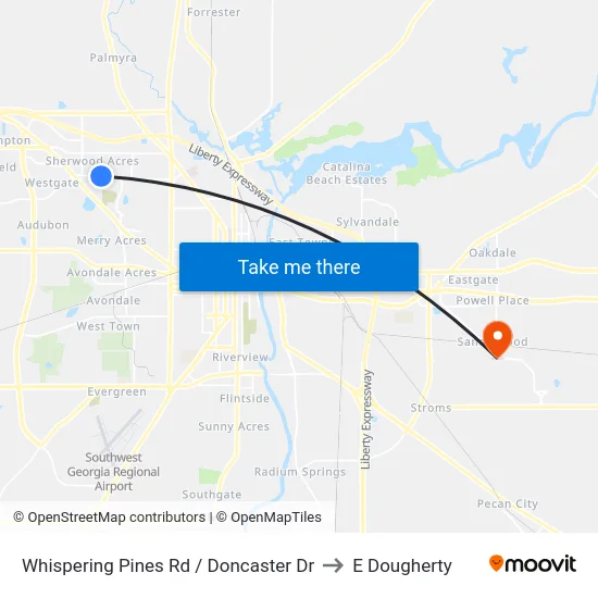 Whispering Pines Rd / Doncaster Dr to E Dougherty map