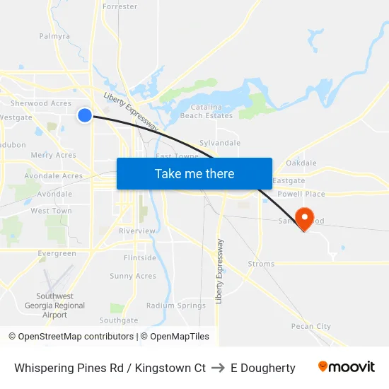 Whispering Pines Rd / Kingstown Ct to E Dougherty map