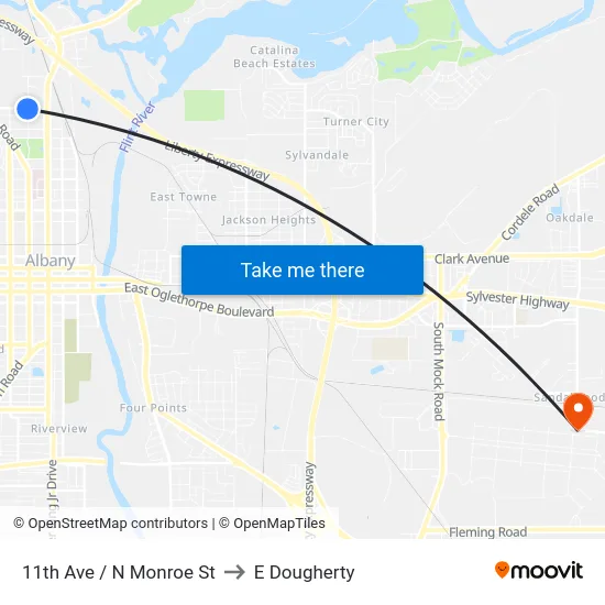 11th Ave / N Monroe St to E Dougherty map