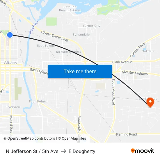 N Jefferson St / 5th Ave to E Dougherty map