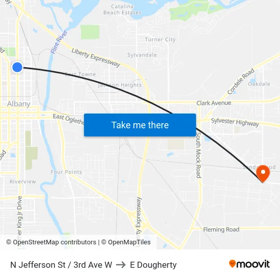 N Jefferson St / 3rd Ave W to E Dougherty map